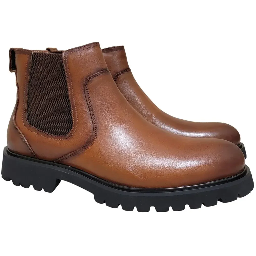 Vintage Foundry Men Charles Chelsea Boots Size US 9.5M Tan Brown Leather